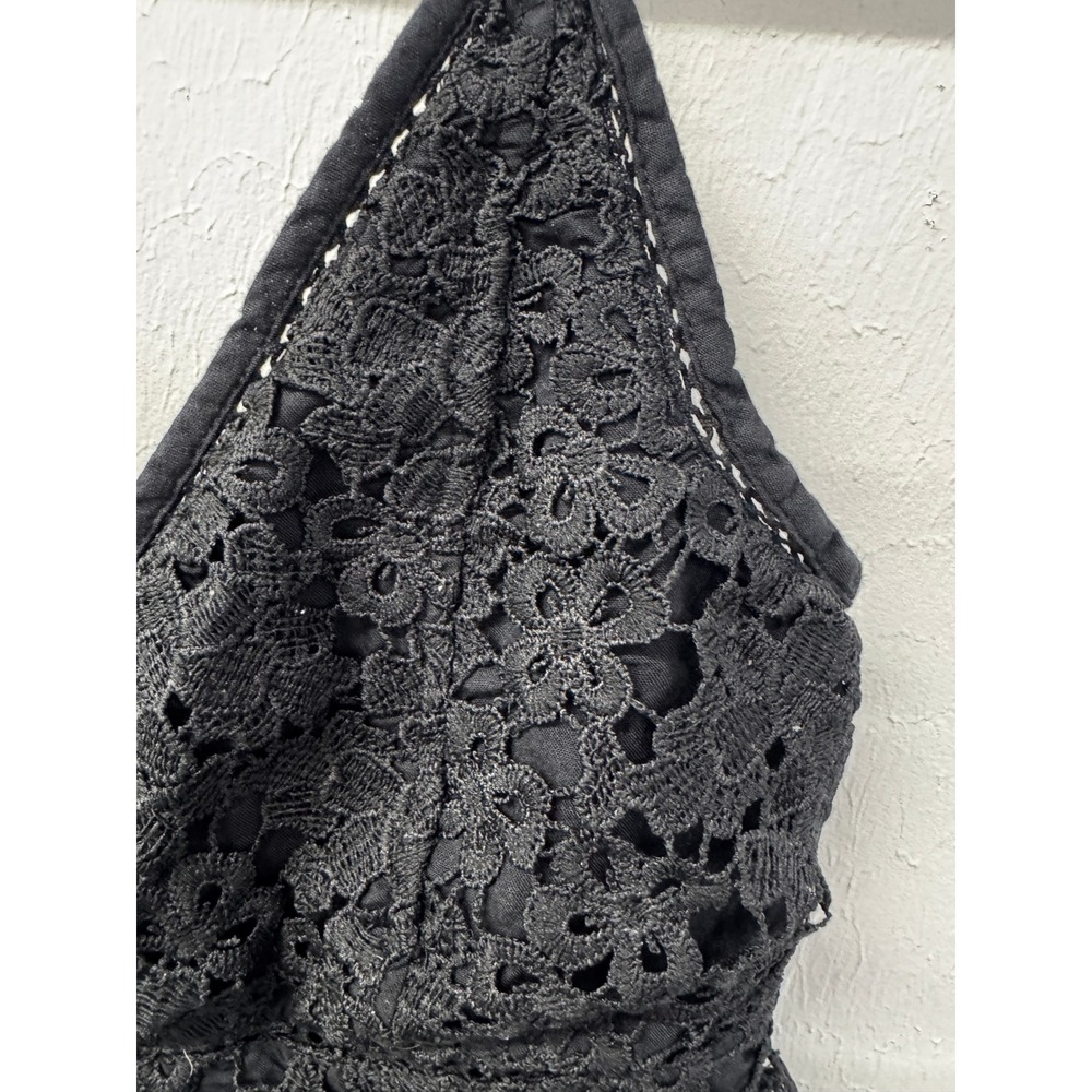 Abercrombie & Fitch Black Floral Lace Peplum Cami V-Neck Going Out Top Size M - Picture 12 of 16